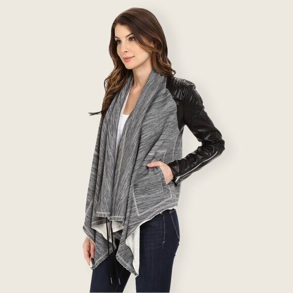 EUC | Bank NYC | Dating & Waiting Drape Front Jacket  | Black/Gray | Sma… - Picture 1 of 16